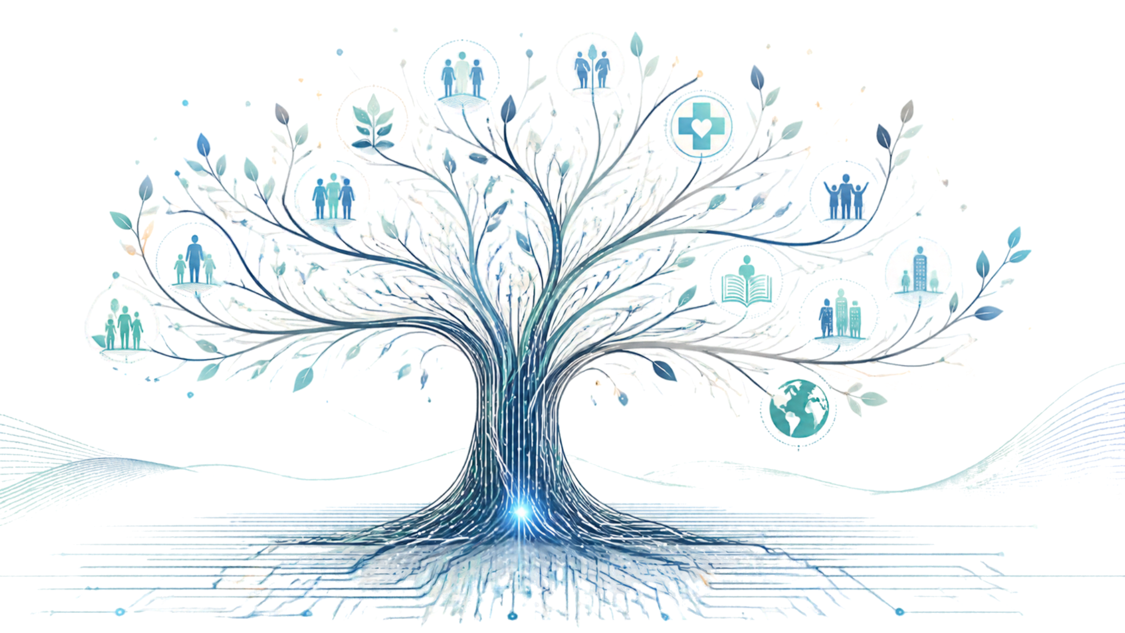 Digital tree representing AI innovation and shared prosperity