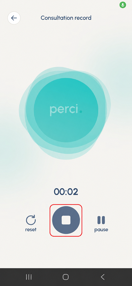 Perci consultation recording screen