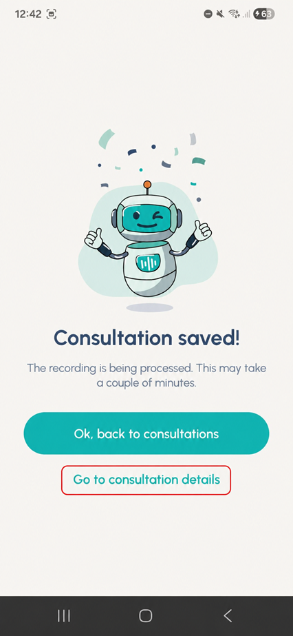 Perci consultation saved screen