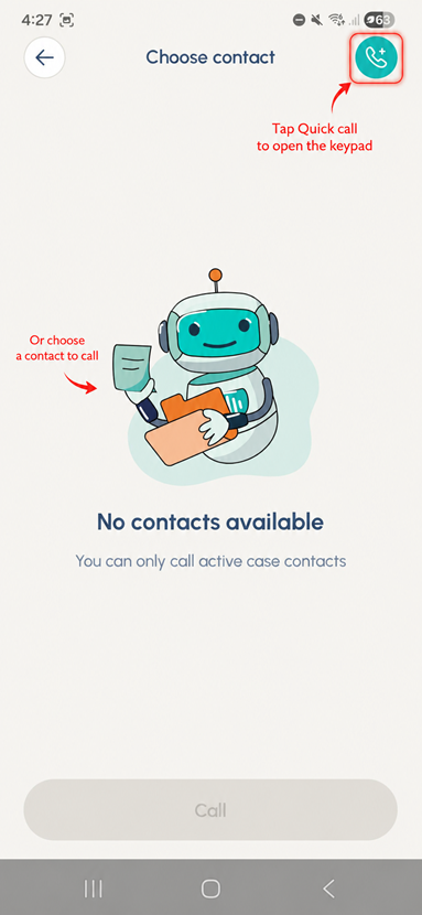 Perci quick call screen